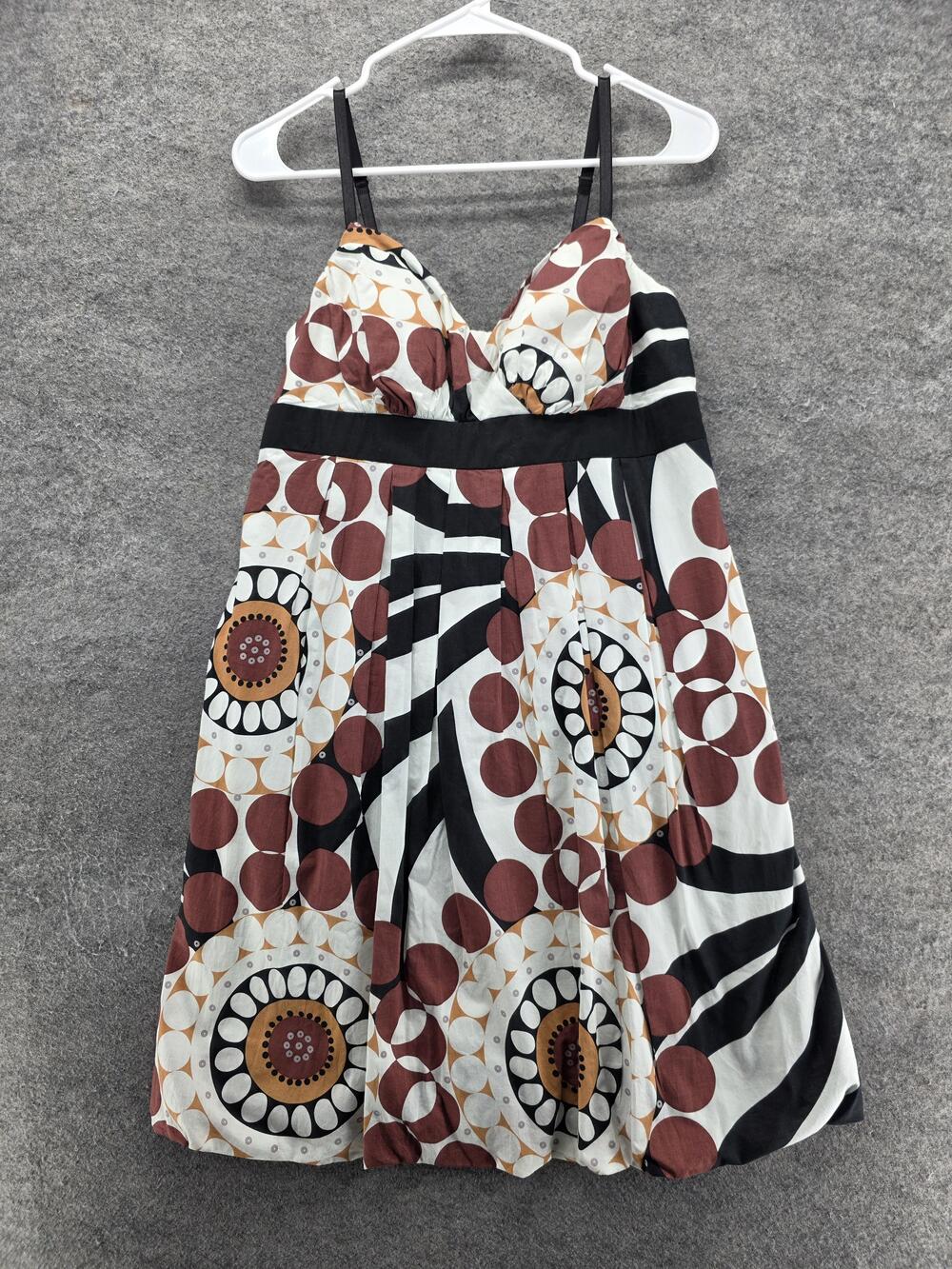 BISOU BISOU Dress Womens 12 White Fit & Flare Sundress V-Neck Strappy Bow Lined